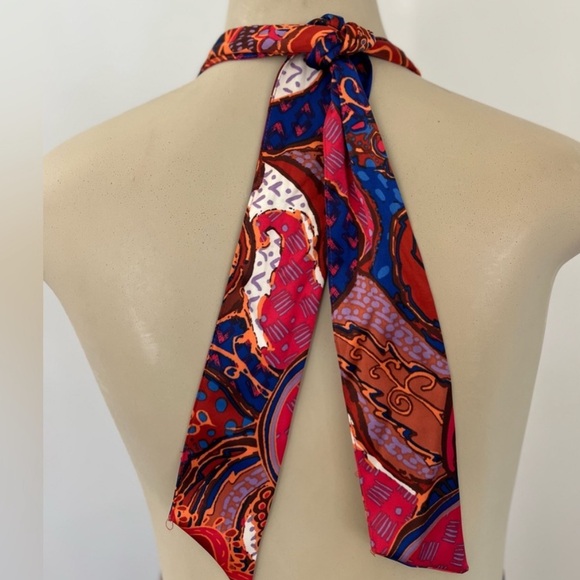 House of Harlow Satin Multicolor Halter Dress Like New 4 Revolve - Picture 3 of 3